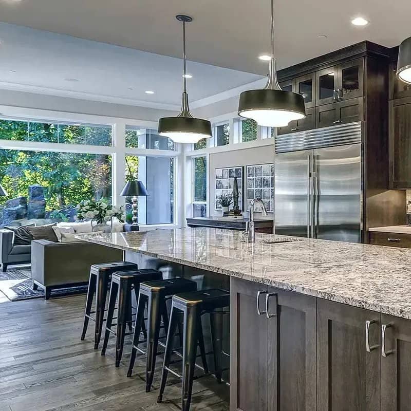 Kitchen with grey accent colors