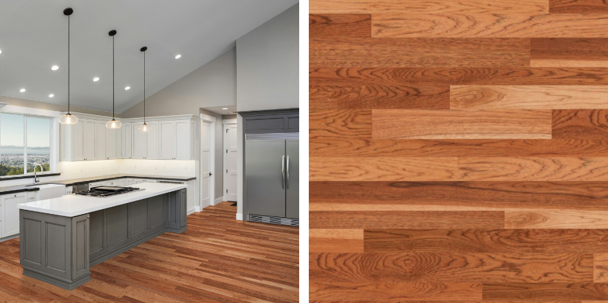 Chelsea Plank Buckskin Hickory Flooring in Light Brown